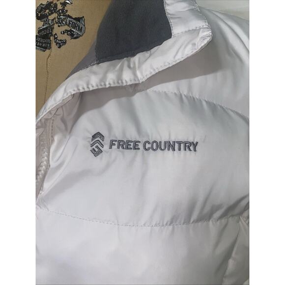 Free Country Women's Size XL Puffer Quilted Vest White Pockets Zip Front - Picture 6 of 10